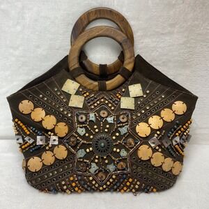 Brown Suede Bucket Bag Wooden Handle Philippines